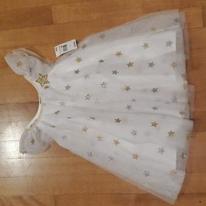 Toddler Girls LILT Glitter Flutter Party Dress Stars Size 2T Gold Silver NWT